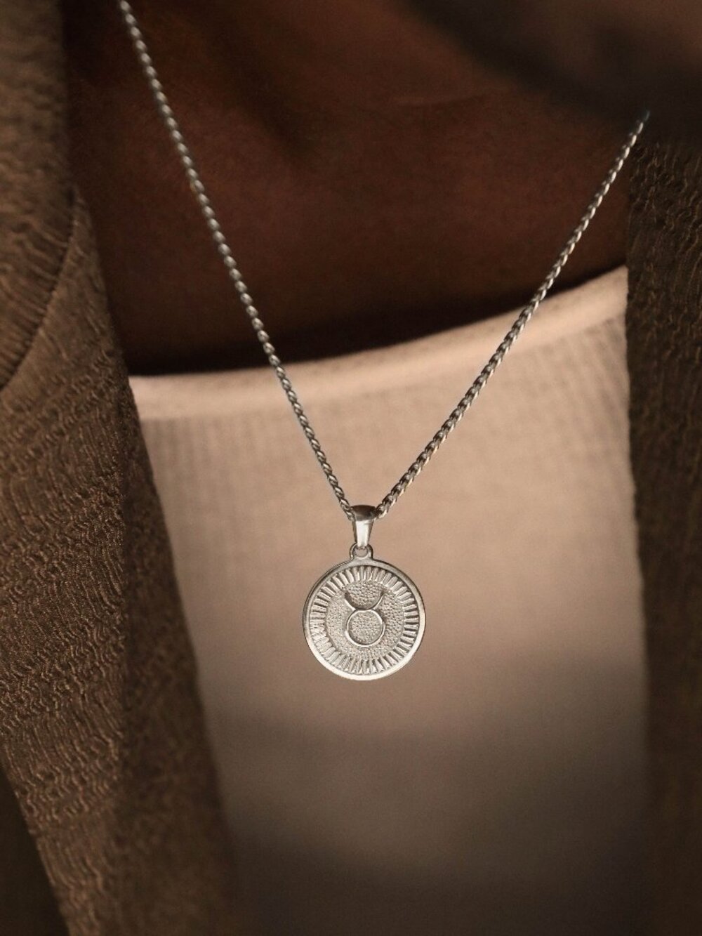 Men's Silver Taurus Pendant Necklace
